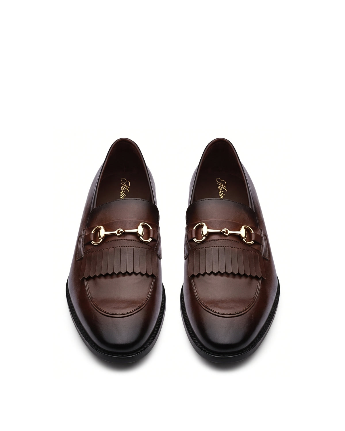 Cavaliere Fringed Horsebit Loafers | Espresso Brown, leather detail