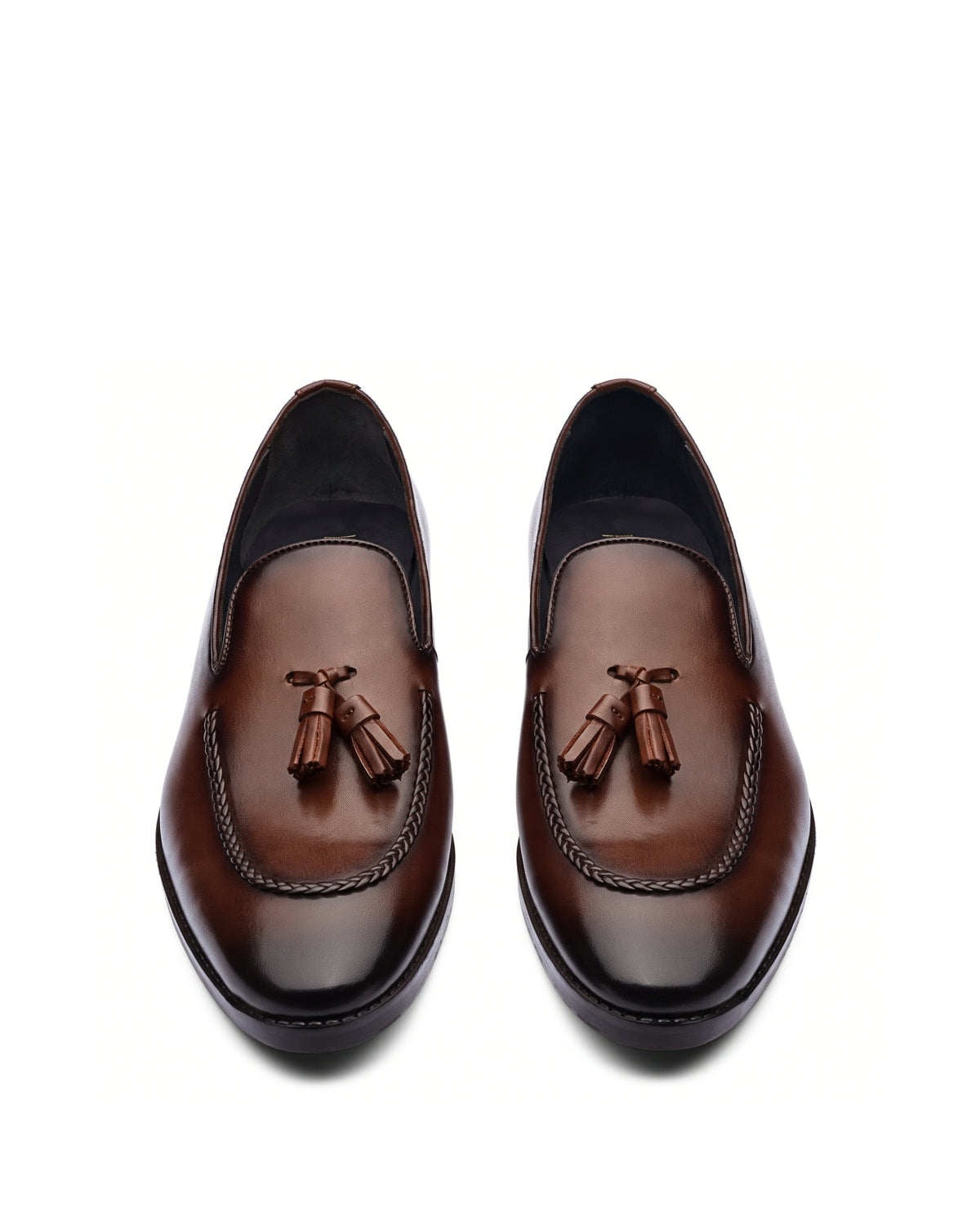 Lorenzo Tassel Loafers | Mahogany Brown, leather detail