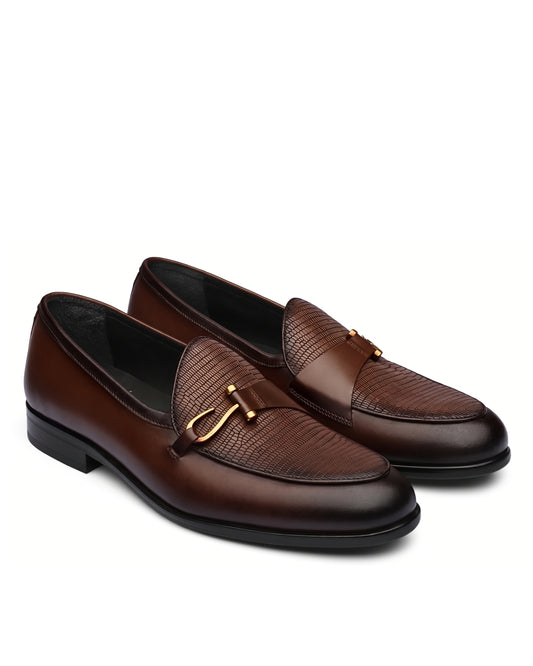 Bellagio Textured Horsebit Loafers | Espresso Brown, pair view