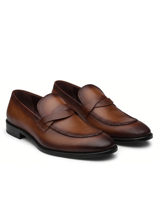 Richard Penny-Strap Loafers | Cognac Brown, pair view