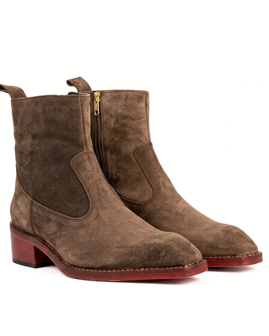 Santino Suede Chelsea Boots in Espresso Brown by Martin Germont, pair view