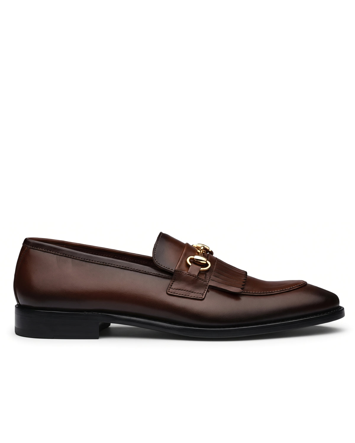 Cavaliere Fringed Horsebit Loafers | Espresso Brown, side profile