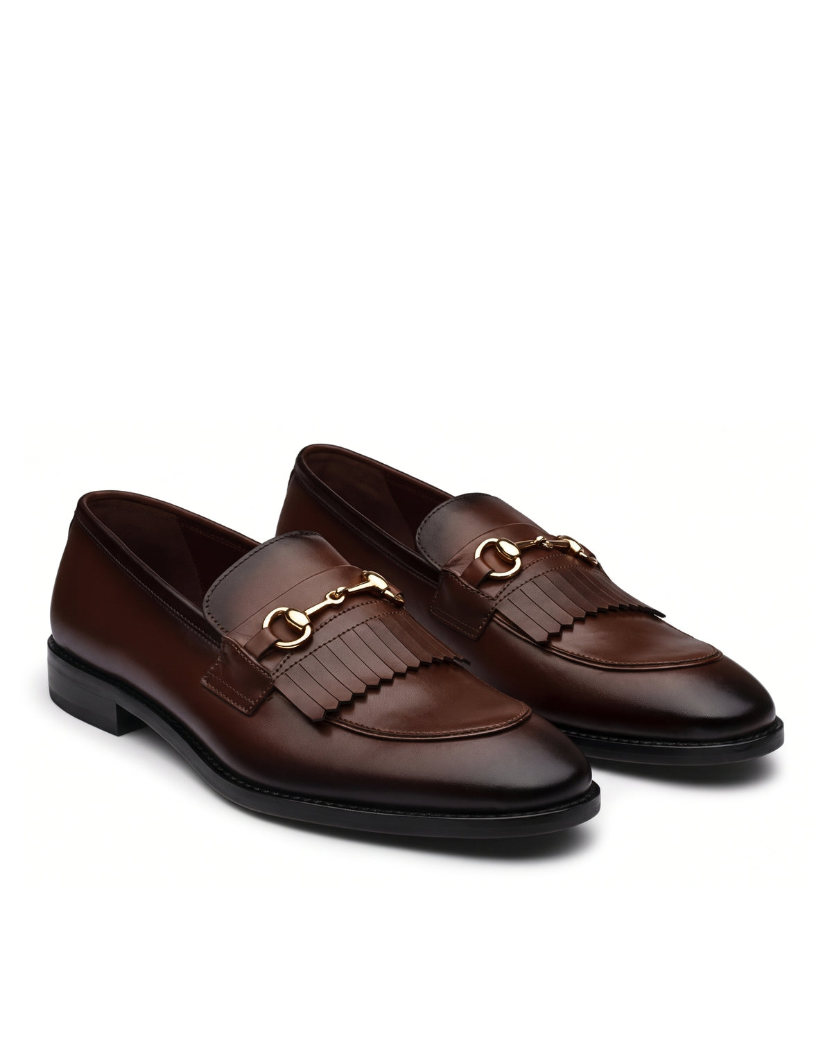 Cavaliere Fringed Horsebit Loafers | Espresso Brown, pair view