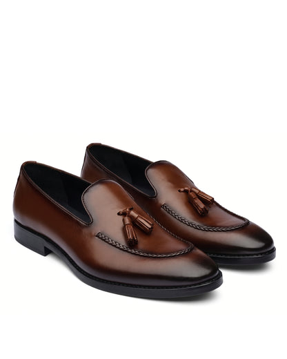 Lorenzo Tassel Loafers | Mahogany Brown, pair view
