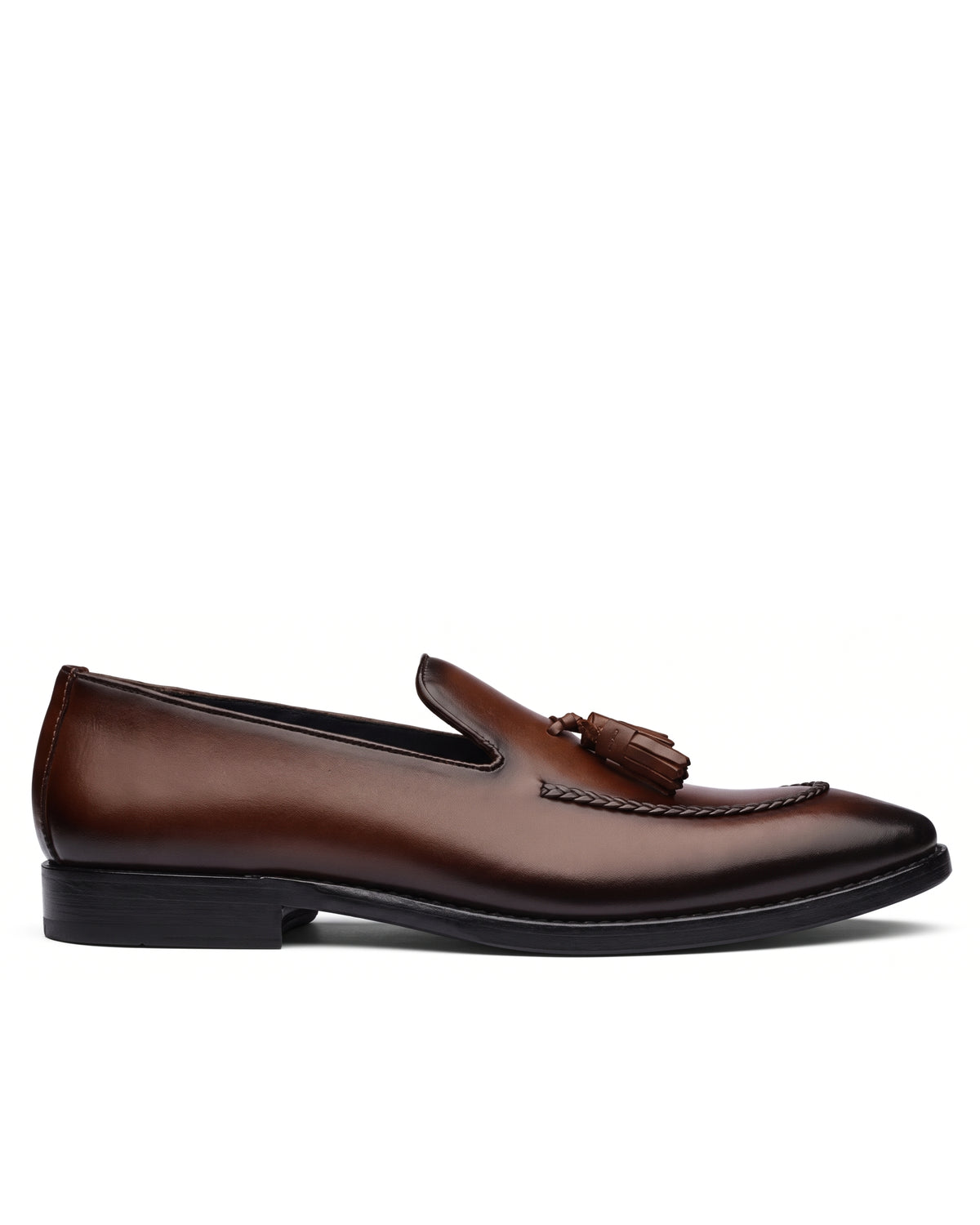 Lorenzo Tassel Loafers | Mahogany Brown, side profile