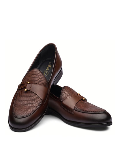 Bellagio Textured Horsebit Loafers | Espresso Brown, angled view