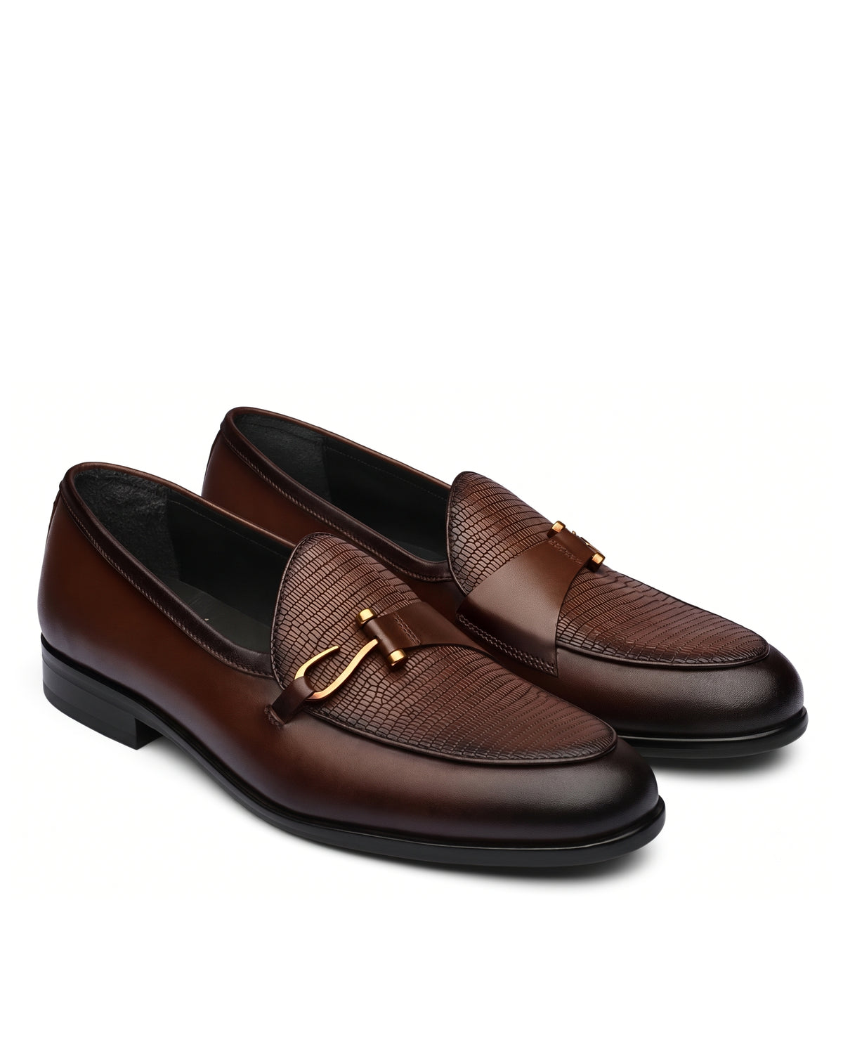 Bellagio Textured Horsebit Loafers | Espresso Brown, pair view