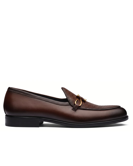 Bellagio Textured Horsebit Loafers | Espresso Brown, side profile