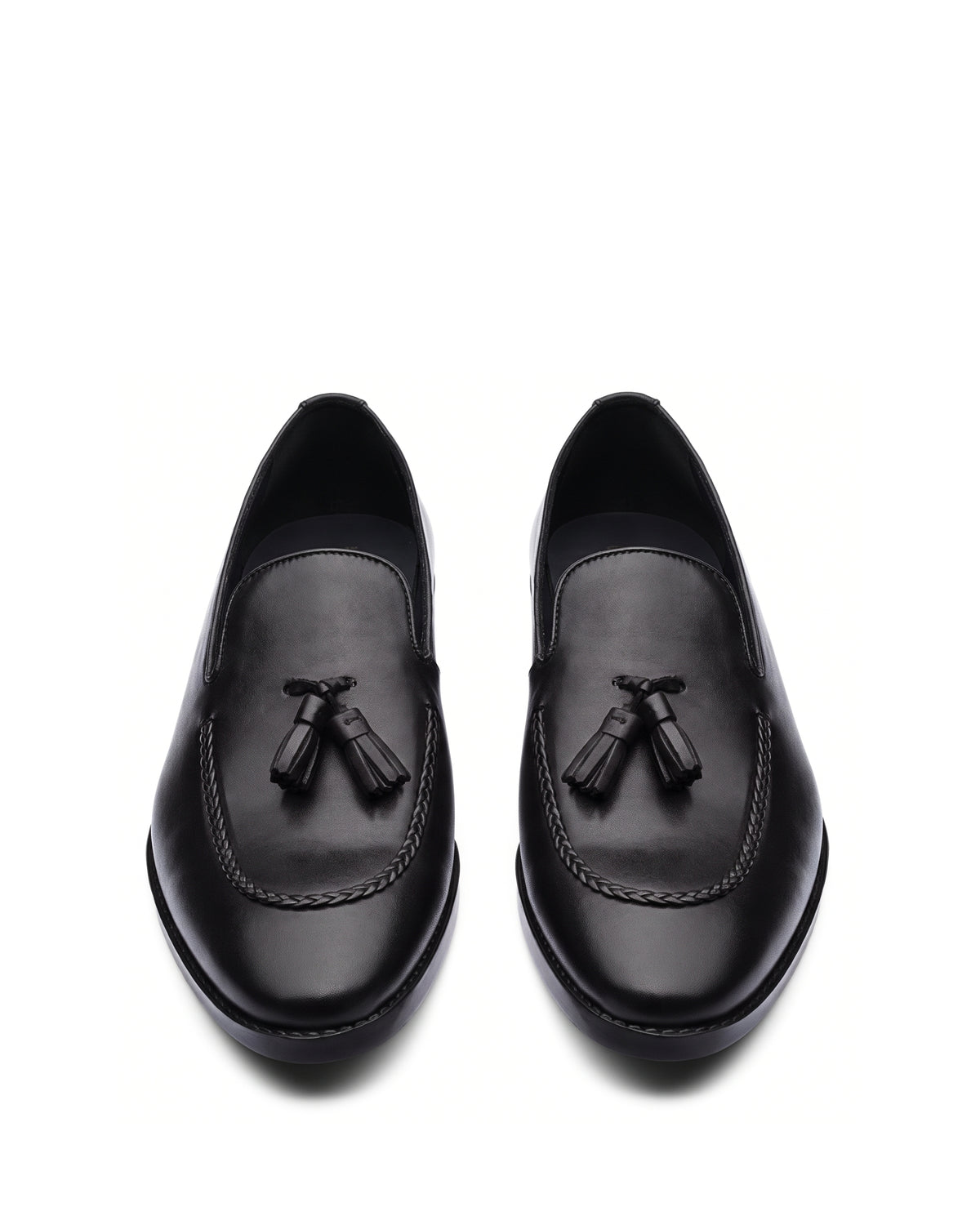 Lorenzo Tassel Loafers | Obsidian Black, leather detail