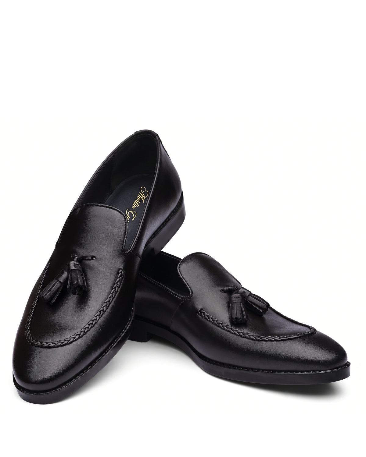 Lorenzo Tassel Loafers | Obsidian Black, angled view