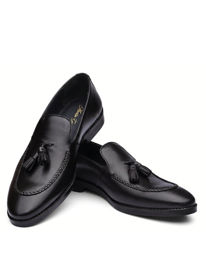 Lorenzo Tassel Loafers | Obsidian Black, angled view