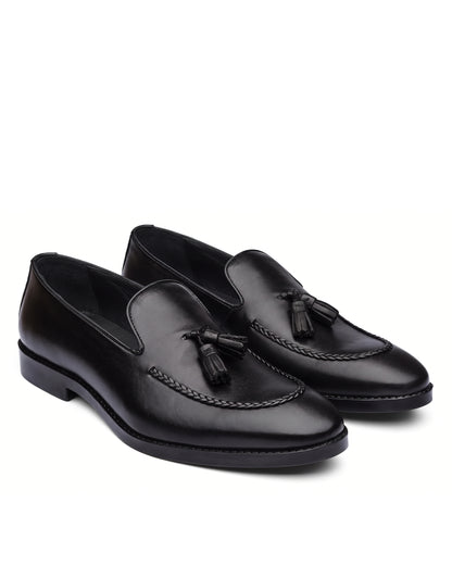 Lorenzo Tassel Loafers | Obsidian Black, pair view