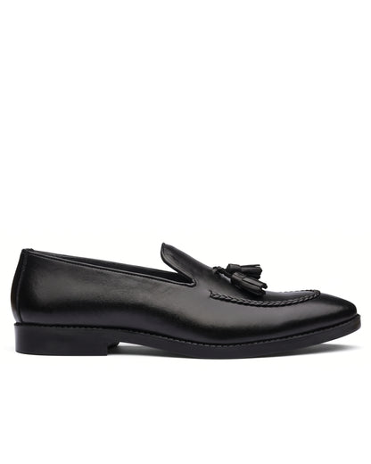 Lorenzo Tassel Loafers | Obsidian Black, side profile