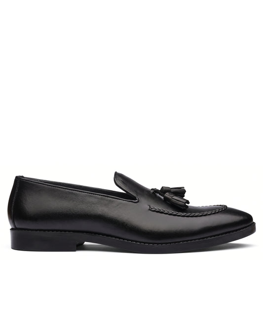 Lorenzo Tassel Loafers | Obsidian Black, side profile