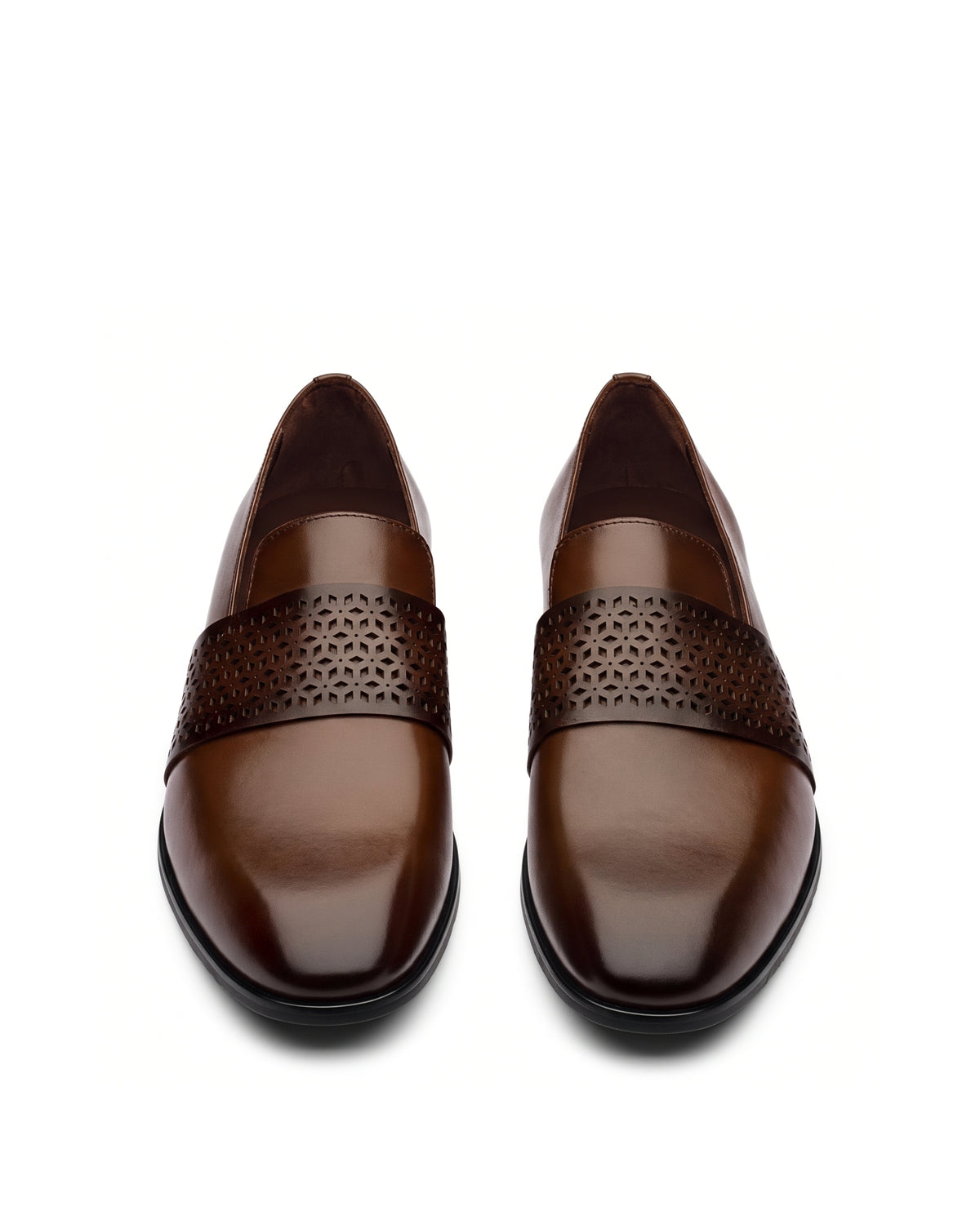 Varenna Perforated-Band Loafers | Cognac Brown, leather detail