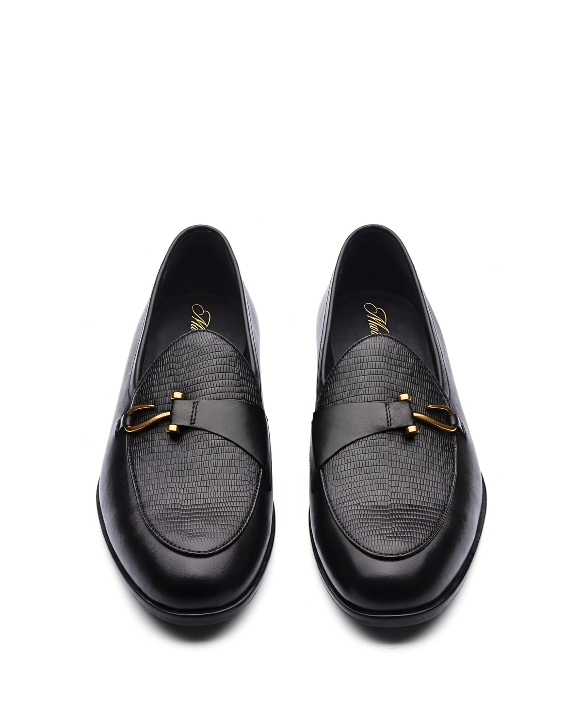 Bellagio Textured Horsebit Loafers | Obsidian Black, leather detail
