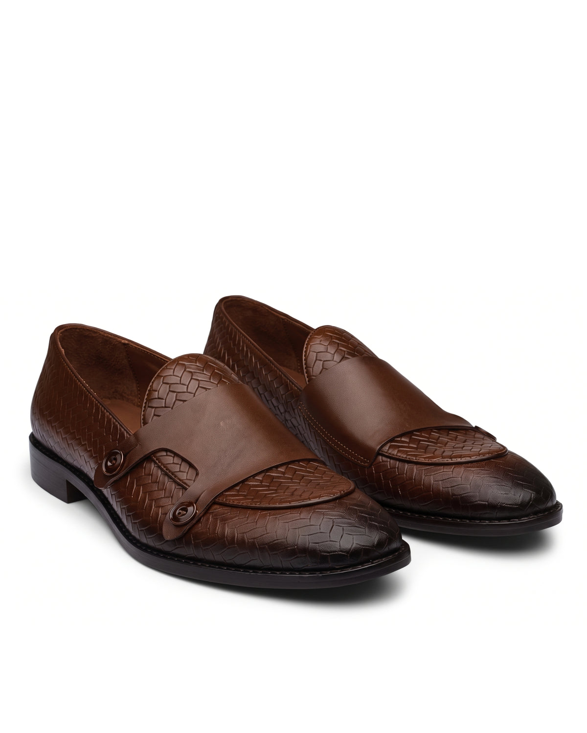 Regente Woven-Effect Side-Strap Loafers | Chestnut Brown, pair view