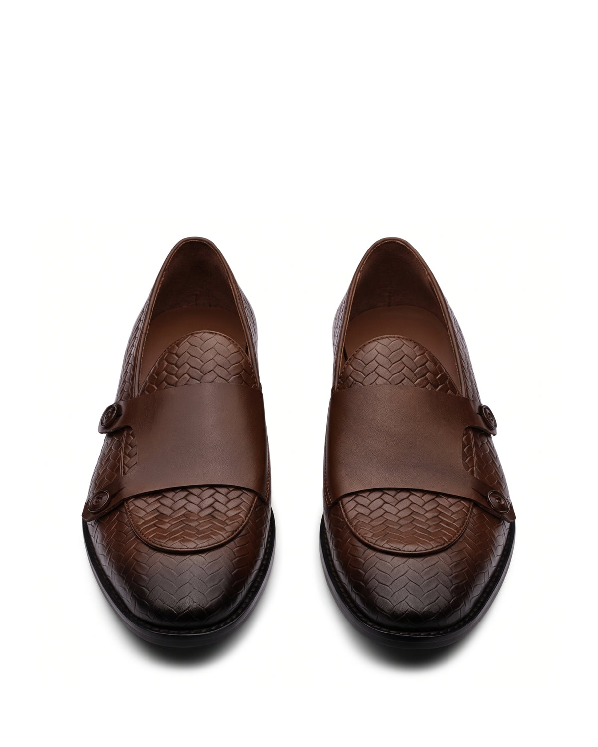 Regente Woven-Effect Side-Strap Loafers | Chestnut Brown, leather detail
