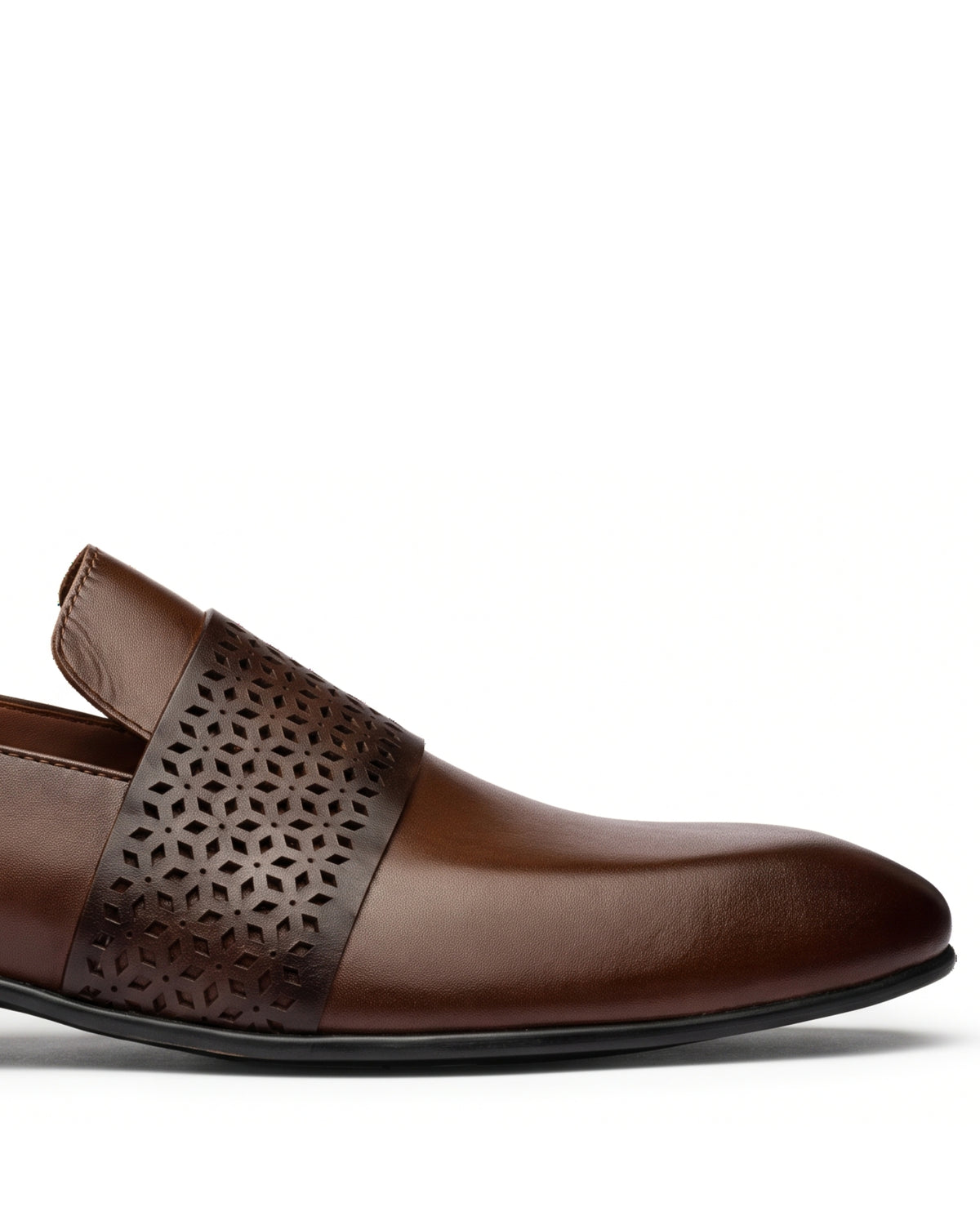 Varenna Perforated-Band Loafers | Cognac Brown