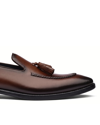 Lorenzo Tassel Loafers | Mahogany Brown