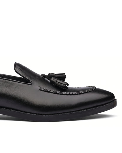 Lorenzo Tassel Loafers | Obsidian Black