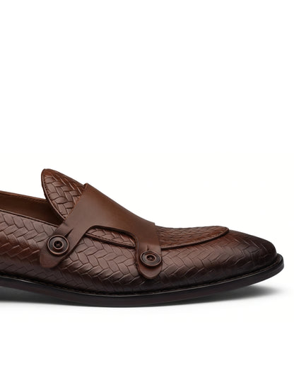 Regente Woven-Effect Side-Strap Loafers | Chestnut Brown