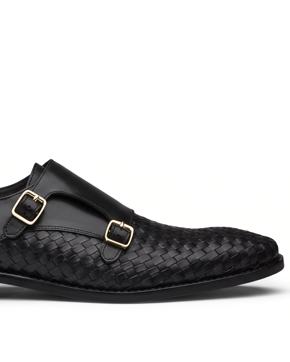 Vittorio Woven-Effect Double-Buckle Loafers | Obsidian Black