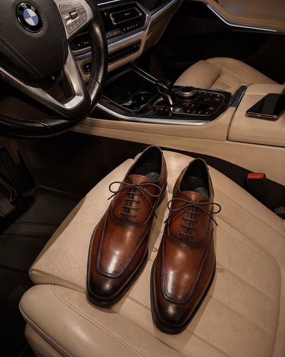 Martin Germont Signore Signature-Stitch Oxford Shoes in Tuscan Tan