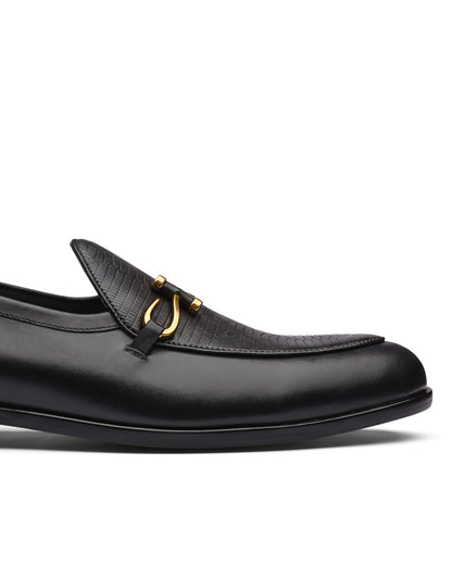Bellagio Textured Horsebit Loafers | Obsidian Black