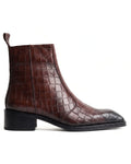 Marcello Crocodile-Embossed Chelsea Boots | Oxblood Brown