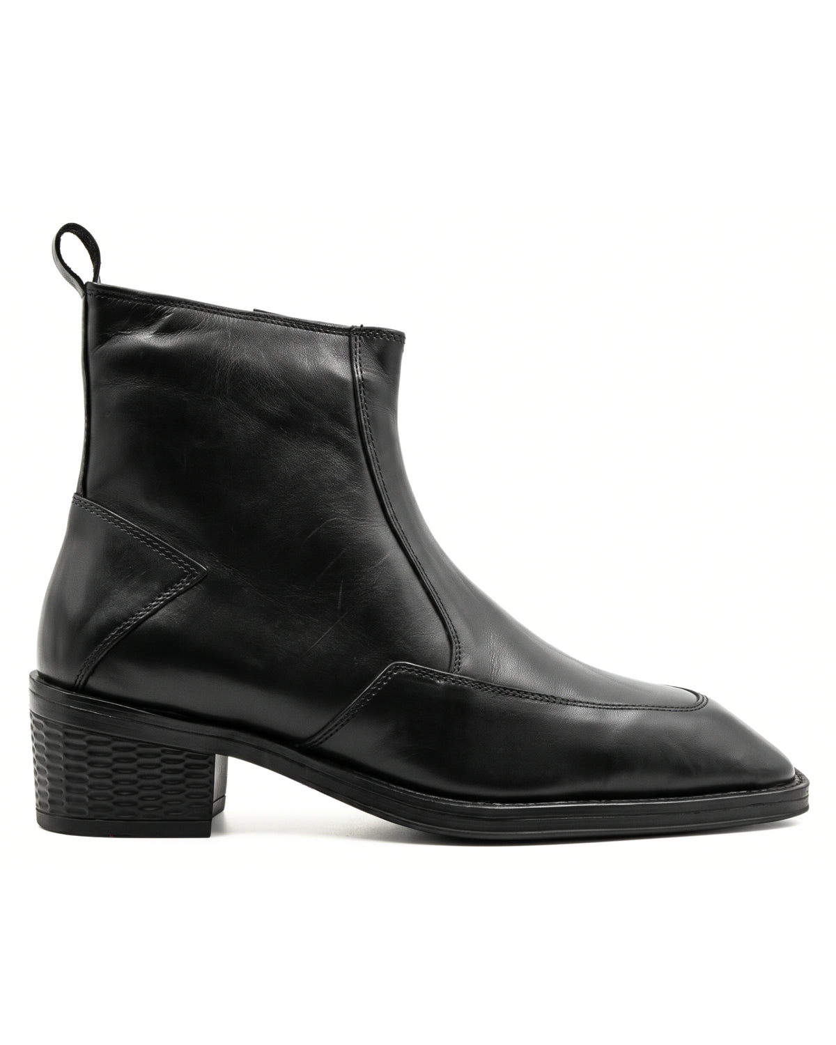 Massimo Cap-Toe Leather Chelsea Boots in Obsidian Black by Martin Germont, side profile