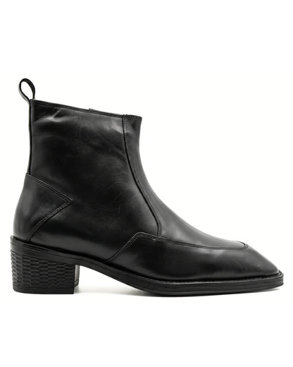 Massimo Cap-Toe Leather Chelsea Boots in Obsidian Black by Martin Germont, side profile