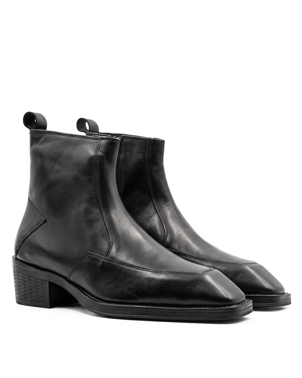 Massimo Cap-Toe Leather Chelsea Boots in Obsidian Black by Martin Germont, pair view