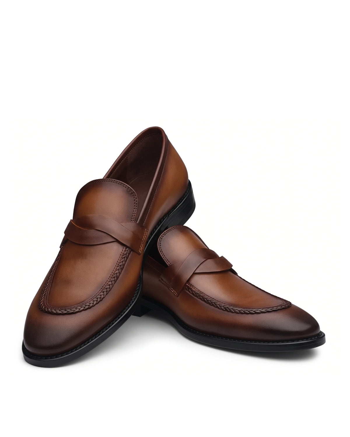 Richard Penny-Strap Loafers | Cognac Brown, angled view