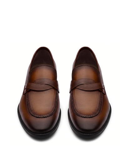 Richard Penny-Strap Loafers | Cognac Brown, leather detail