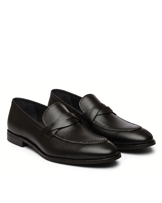 Richard Penny-Strap Loafers | Obsidian Black, pair view