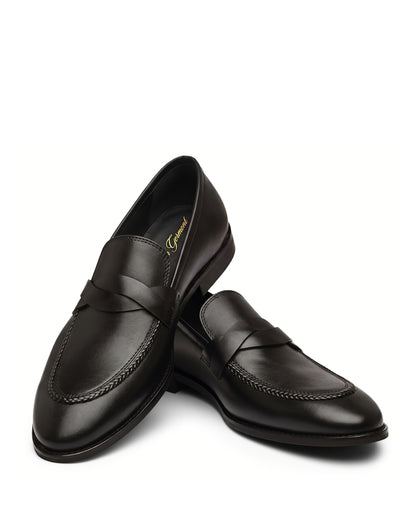 Richard Penny-Strap Loafers | Obsidian Black, angled view