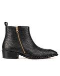Romano Crocodile-Embossed Zip Chelsea Boots | Midnight Black