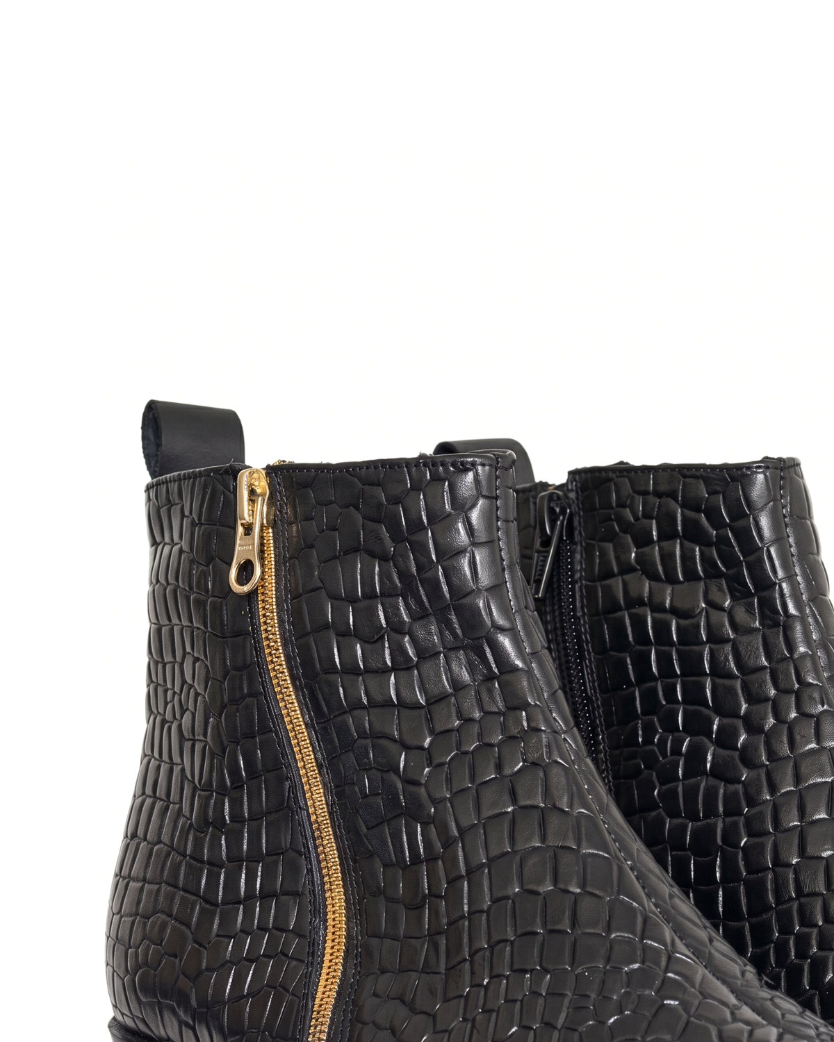 Romano Crocodile-Embossed Zip Chelsea Boots in Midnight Black by Martin Germont, alternate angle