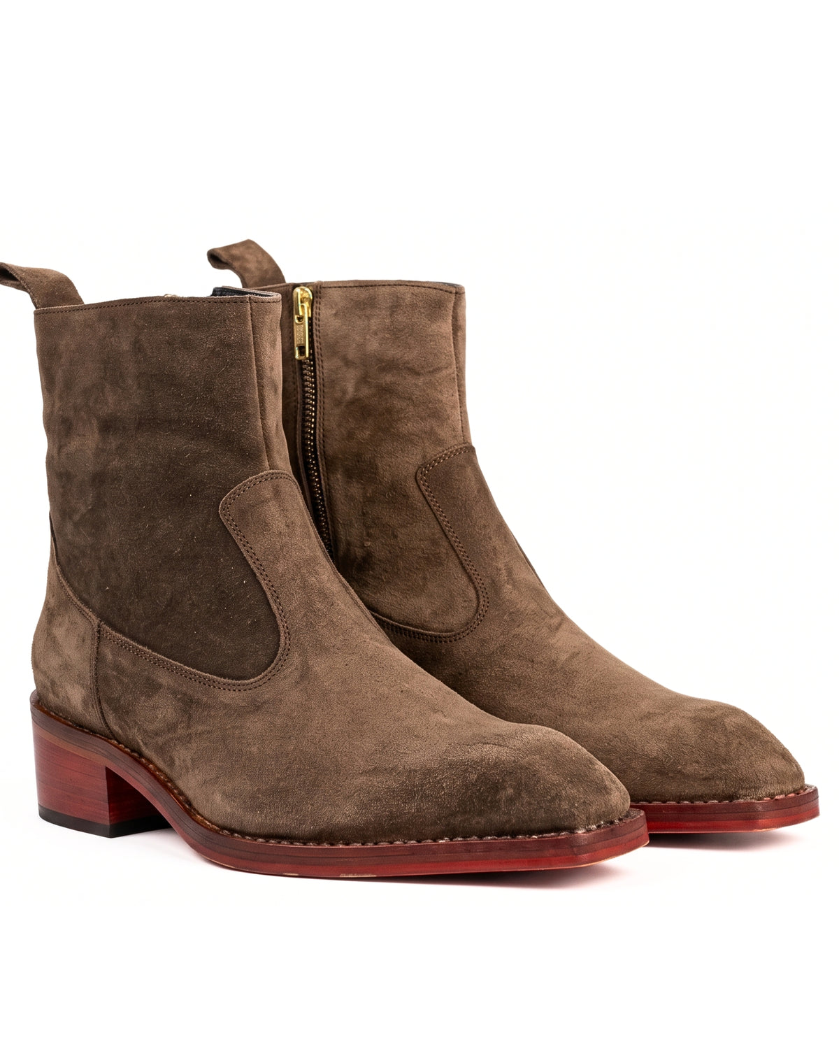 Santino Suede Chelsea Boots in Espresso Brown by Martin Germont, pair view