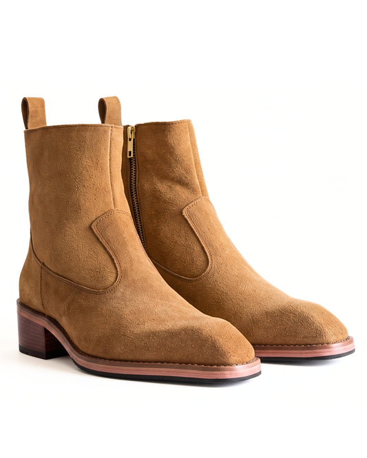 Santino Suede Chelsea Boots in Tuscan Tan by Martin Germont, pair view