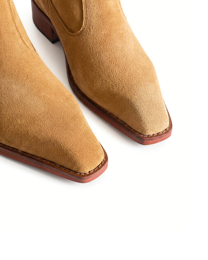 Santino Suede Chelsea Boots in Tuscan Tan by Martin Germont, upper and toe detail