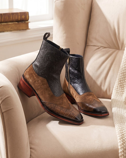 Ravello Floral-Embossed Chelsea Boots | Brown Toe