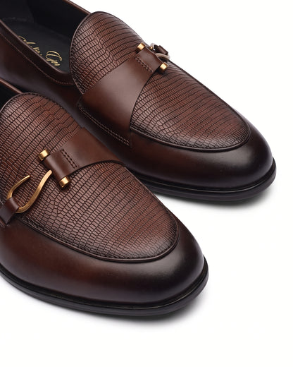 Bellagio Textured Horsebit Loafers | Espresso Brown