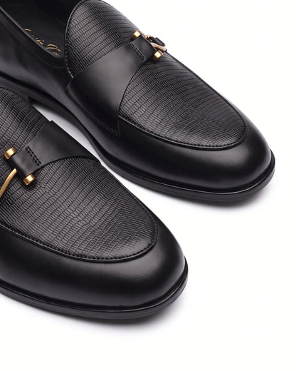 Bellagio Textured Horsebit Loafers | Obsidian Black