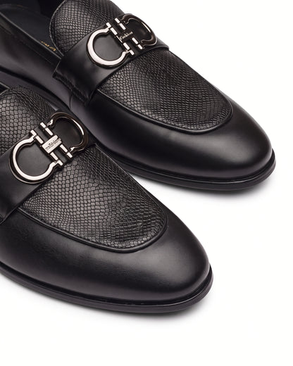 Imperio Embossed Horsebit Loafers | Obsidian Black
