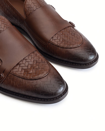 Regente Woven-Effect Side-Strap Loafers | Chestnut Brown