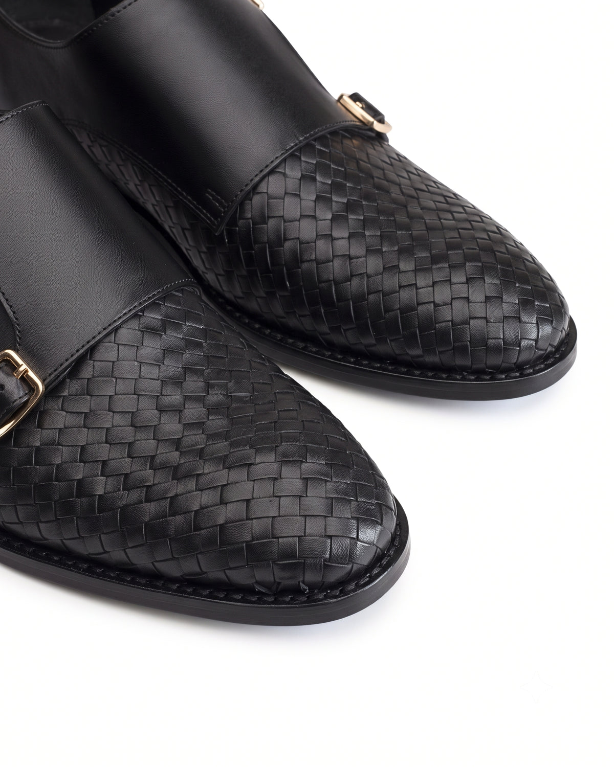 Vittorio Woven-Effect Double-Buckle Loafers | Obsidian Black