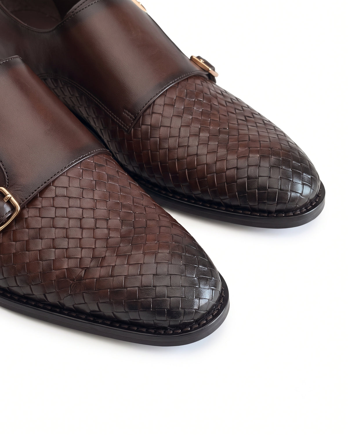 Vittorio Woven-Effect Double-Buckle Loafers | Espresso Brown