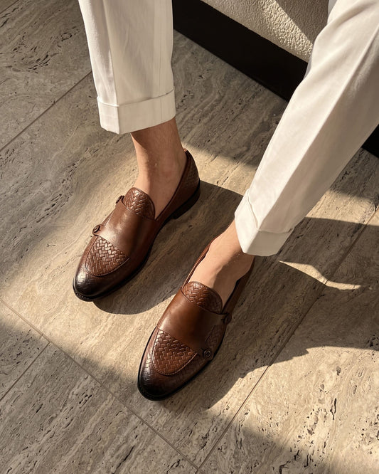 Regente Woven-Effect Side-Strap Loafers | Chestnut Brown